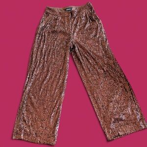 Brown Sequin Straight Leg Pants